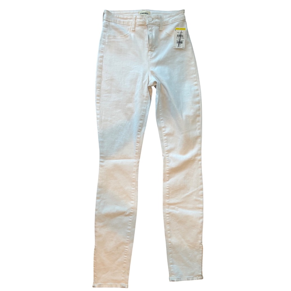 L'AGENCE White High Rise Ankle Crop Skinny Jeans Womens Size 25 Denim Pants